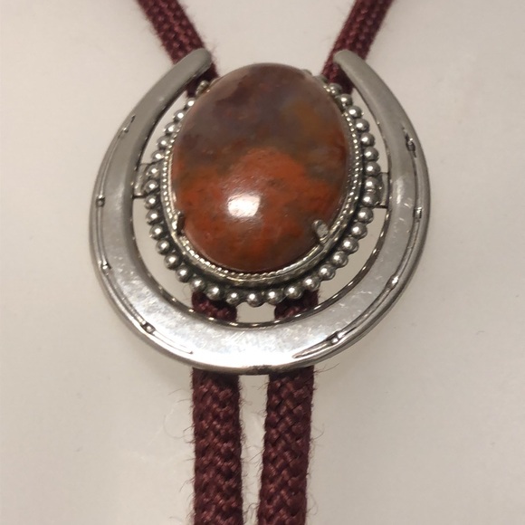 VTG Horseshoe & Agate Vintage Bolo - Picture 11 of 11